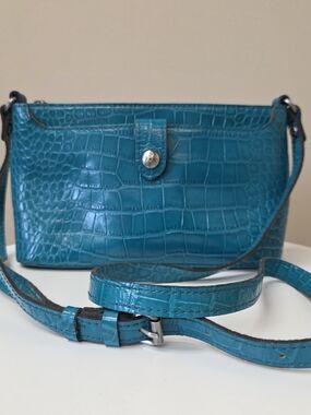Patricia Nash Teal Croc-Embossed Leather Crossbody